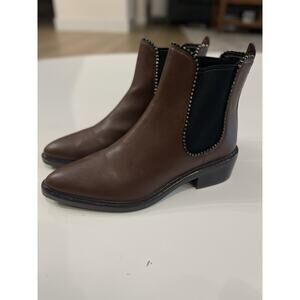 Coach Bowery leather Chelsea boots beaded chain 6B